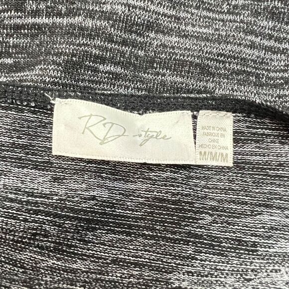 RD Style Womens Sheath Dress Pullover Faux Wrap Tulip Hem Black Gray Medium - Picture 11 of 12